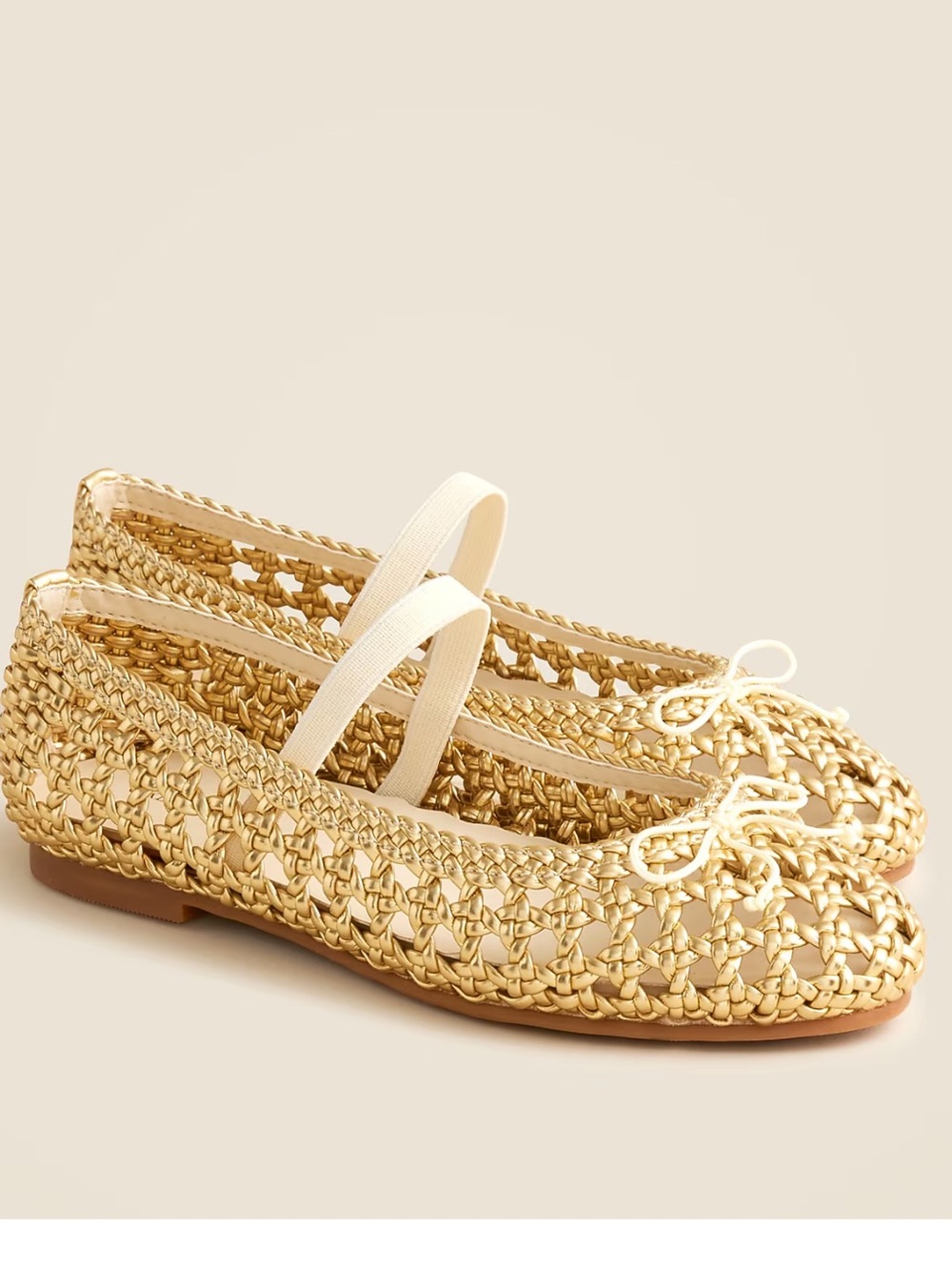 J crew gold Girls' basketweave ballet flats in metallic
